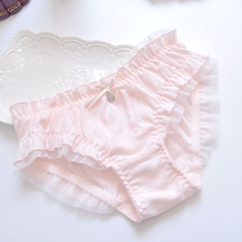 Cotton Ruffle Cute Lovely Sweety Girl Panties Bow Japanese Princess Style High Elasticity Breathable Sexy Women Underwear Breifs