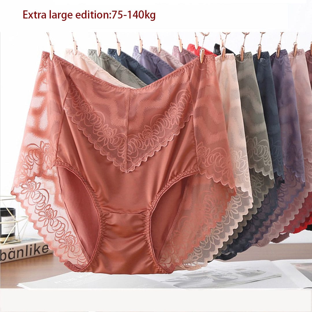 Plus size  feminino  underwear 140 kg Fat Sexy Lace Modal Hollow Mesh High waist Briefs For Women  Lingeria For Female