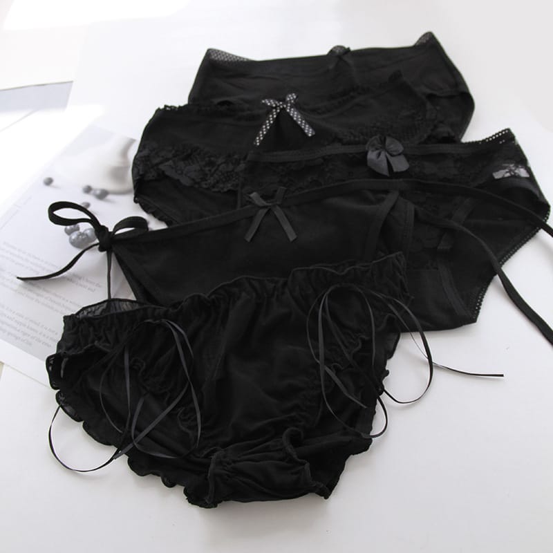 Women Panties Cotton Lace Sexy Girls Underwear Bow Perspective Underpants Breathable Briefs