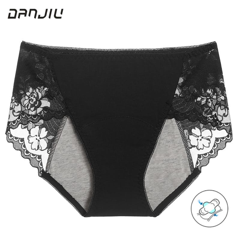 3XL Large Size Women Cotton Physiological Period Leak Proof Menstrual Panties Sexy Lace Breathable Seamless Underwear Breifs