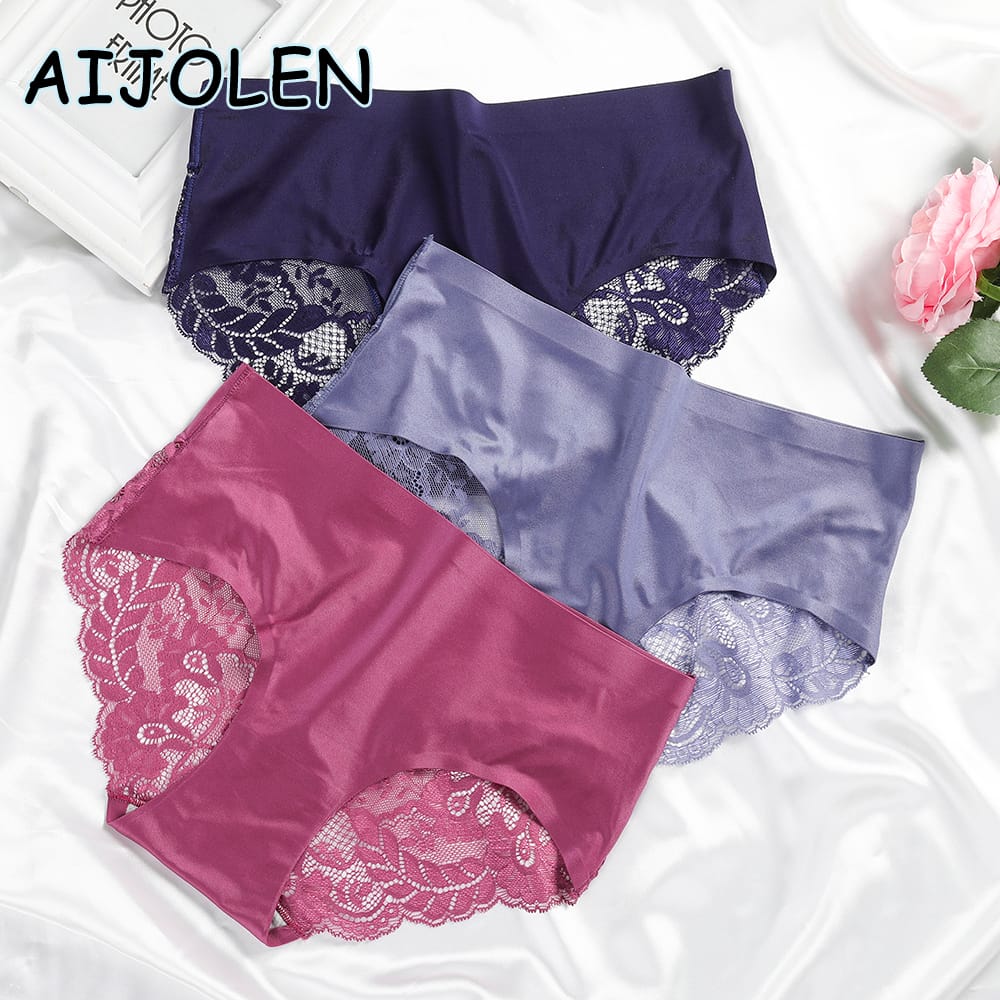 AIJOLEN Low-Waist Hollow Briefs Solid Color Women's Underpants Lace Flower Panties Cotton Close-fitting Sexy Underwear 3XL
