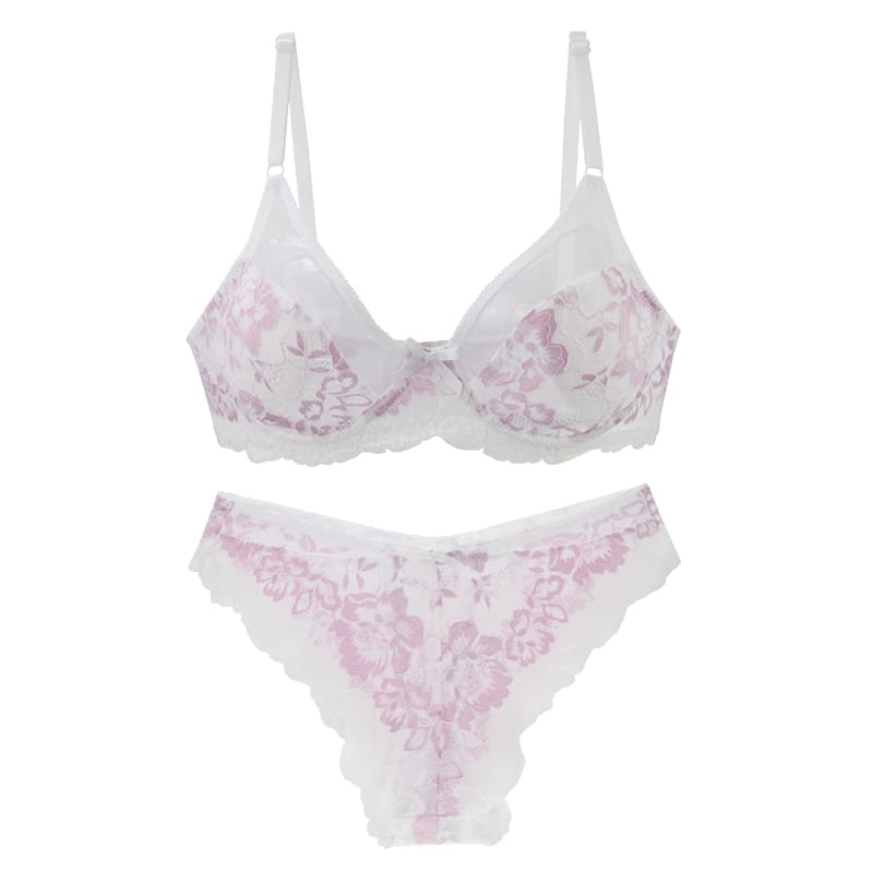 2022 New Sexy Women Underwear BCDE Cup Bras Panties Set Transparent Ultra-Thin Thick Unlined Plunge Plus Size Lingerie