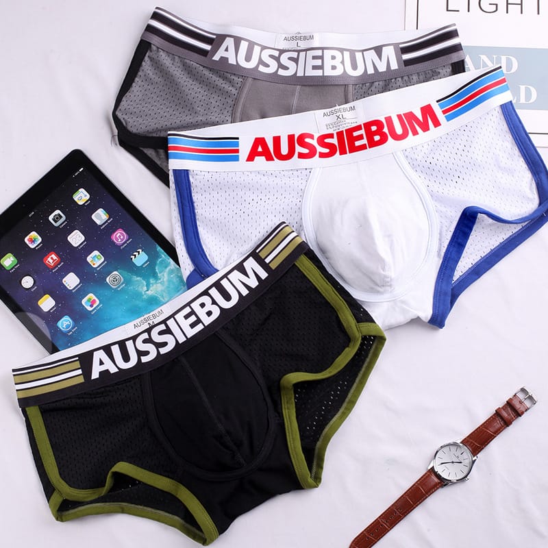 Cotton men's underwear men's boxers net through u convex design boxers boxers men's underwear aussiebum