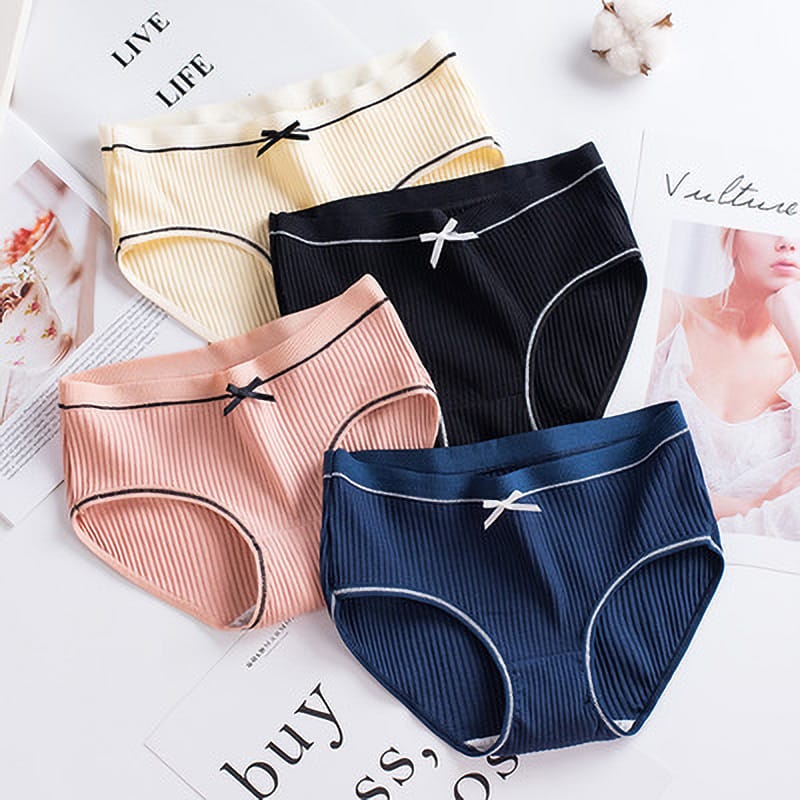 4pcs Panties Women Underwear Set Solid Mid-waist Cotton Panties Cozy Lingerie New Women's Underpants Tempting Briefs Female