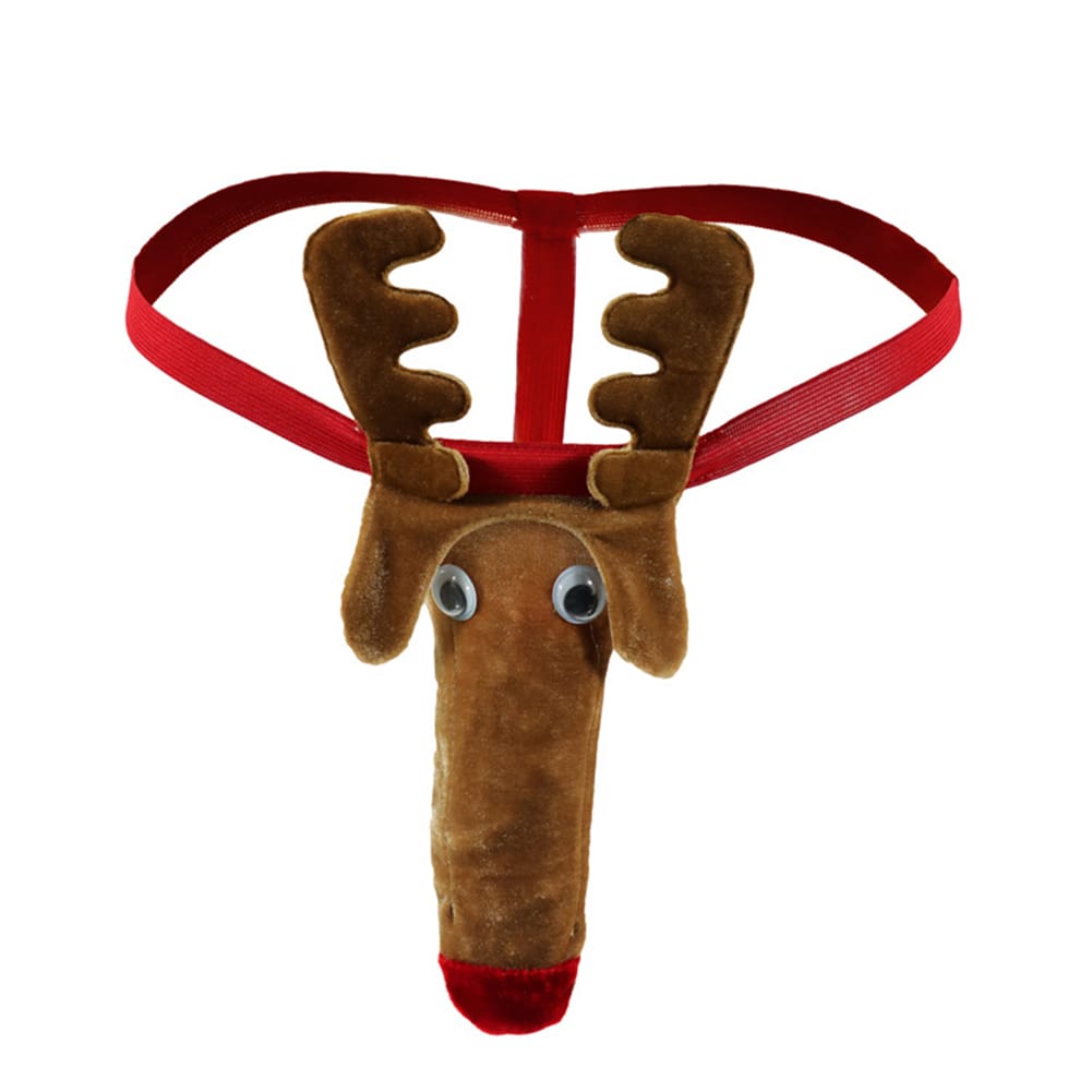 1pc Men's G-Strings Briefs Shorts Lingerie Underwear Reindeer Bulge Pouch T Back Thongs Funny Brief Man Panties