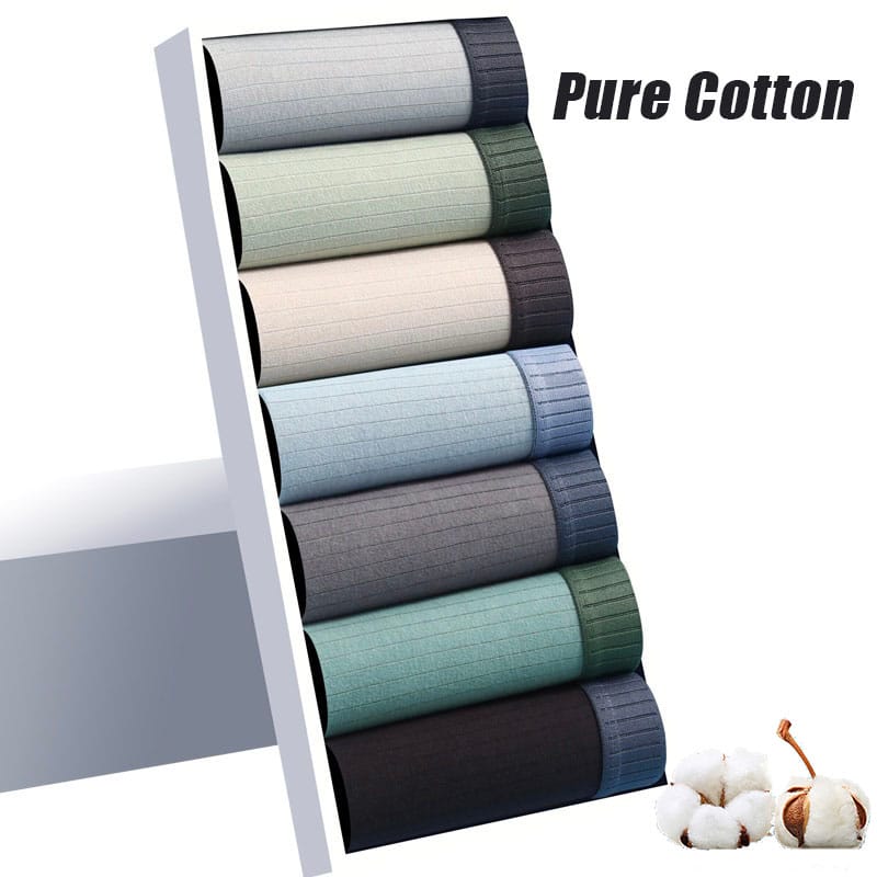 7Pcs/Men's Shorts Cotton Underwear Breathable Anti-bacterial Soft Cotton Fabric Boys Student Youth Trend Fashion Boxer ShortsMen