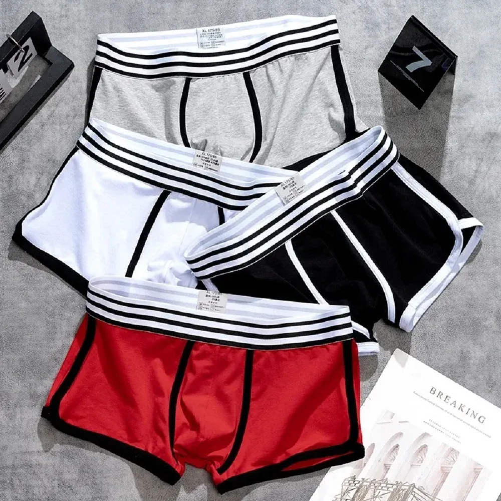 Man Underwear Fashion Cotton Comfortable Breathable Boxers Shorts Sexy U Pouch Men Underpants Male Striped Panties boxer hombre