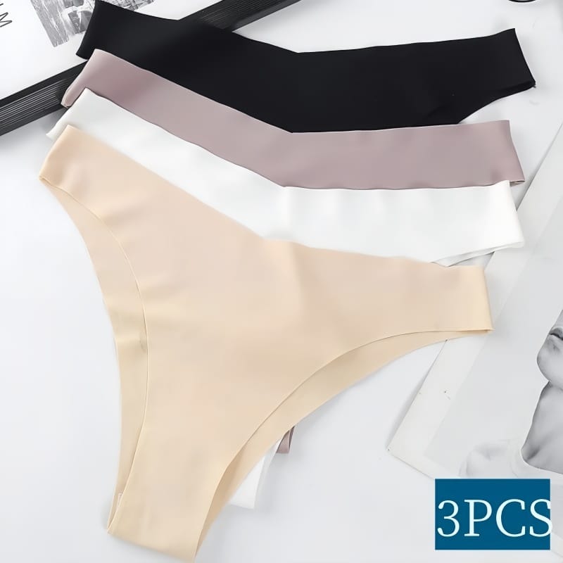 3Pcs/Set Seamless Panties Women Soft Silky Low Rise V-Shaped Briefs Crotch Cotton Quick-Drying Sport Underwear Female Underpants