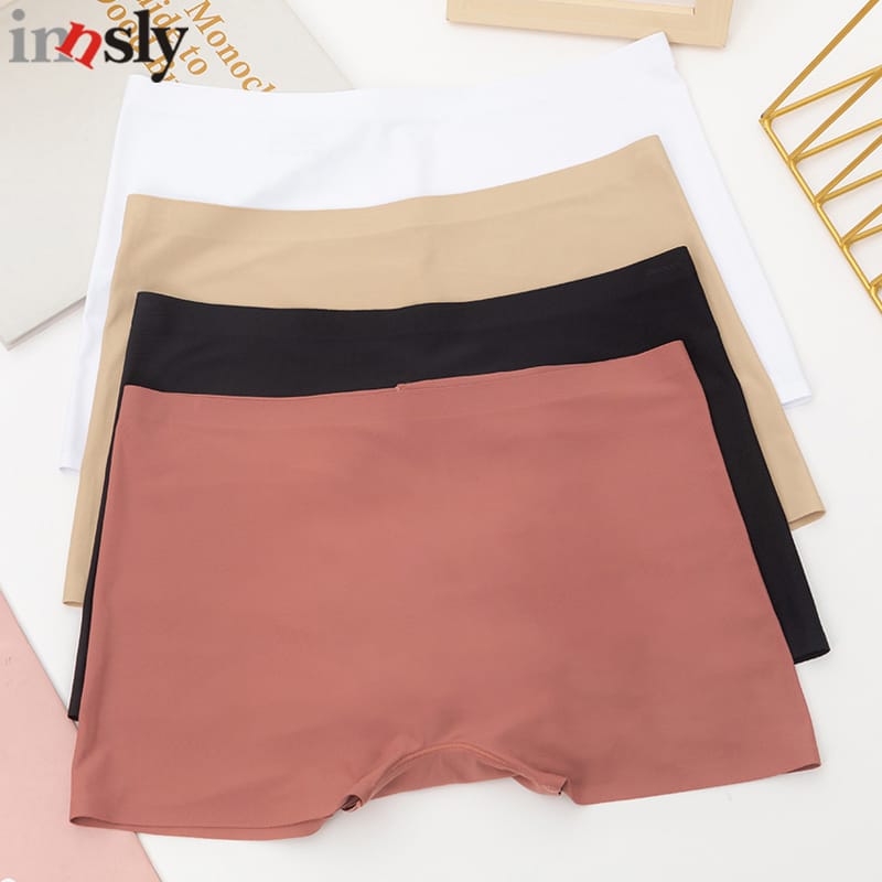 3Pcs/Set Seamless Shorts Women's Boyshort Ice Silk White Square Panties Female Boxer Underwear Protective Shorts under the skirt