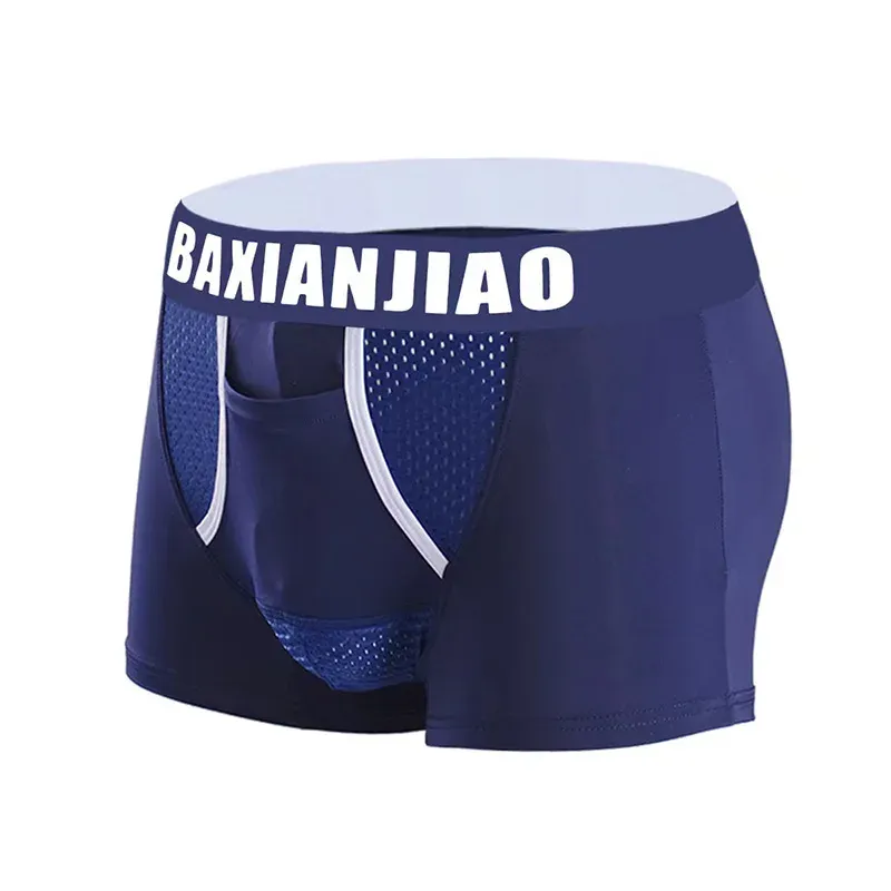 Men Sexy Cotton Breathable Boxer Briefs Bullet Separation Scrotum Physiological Underpants Bulge Panties Underwear Shorts Trunks