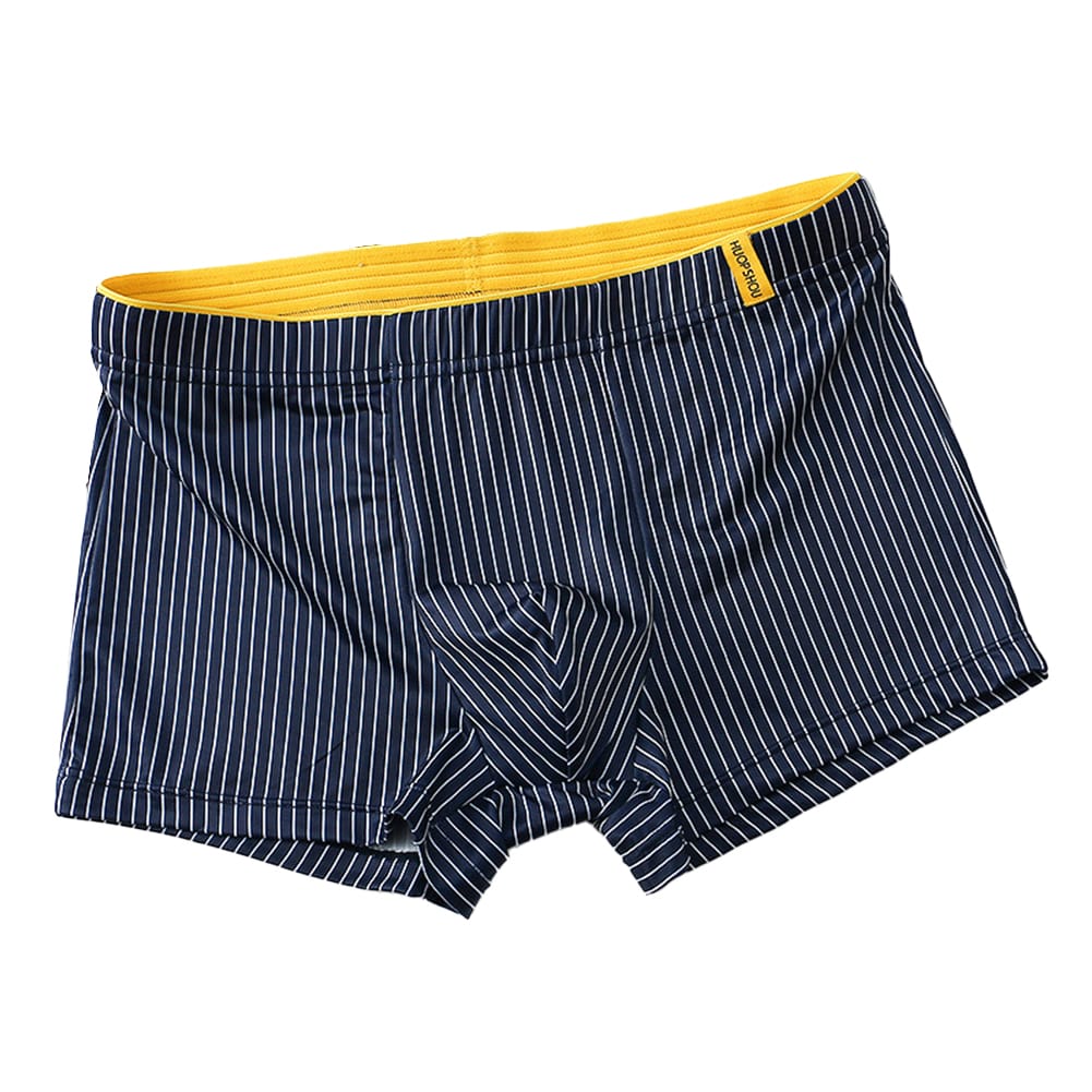 Men Ice Silk Boxer Trunks Bulge Pouch Underpants Male Breathable Striped Panties Soft Boxer Briefs Elastic Waist Underwear Panty