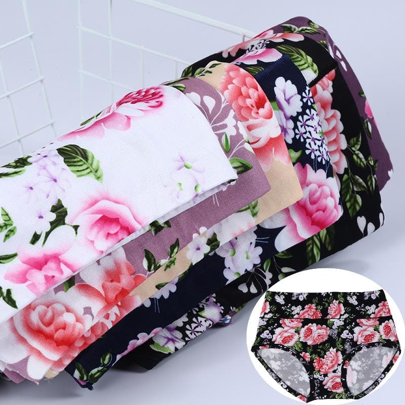New Bamboo Fiber Underwear Large Size Women Panties Female Ladies Floral Briefs High Waist Plus Underpants Sexy Lingerie 4XL
