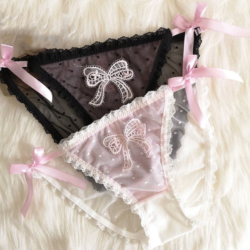 Seamless Soft Female Lace Lingerie Underwear Sexy Briefs Women Thong Bandage Panties Bow Underpants
