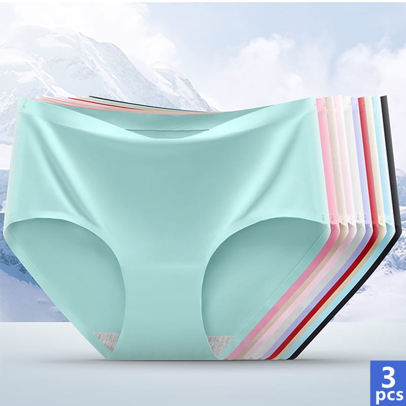 3pcs Panties Women Sexy Seamless Panties Ice Silk Mid Waist Underwear For Female Women's Briesfs 3pcs Set Underpant Lingerie