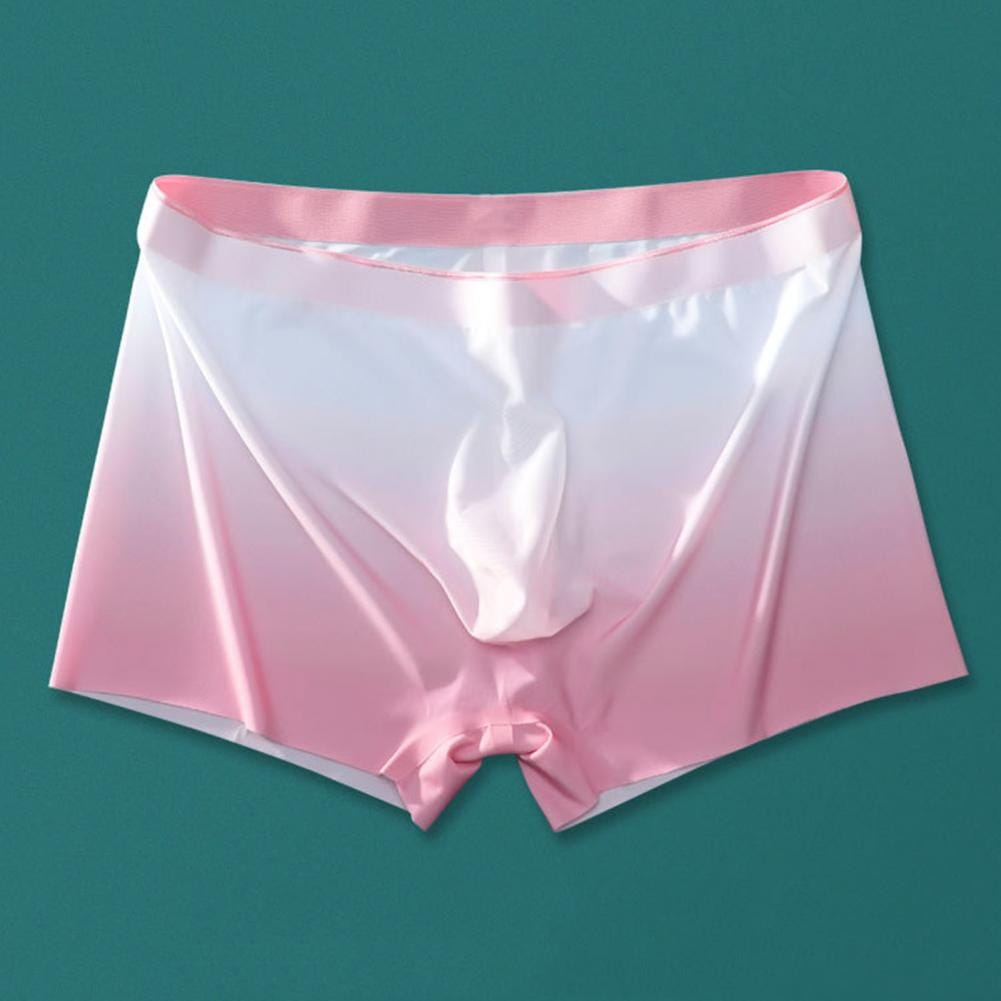 Men Shorts Briefs Men Gradient Color Underwear Men's Seamless Gradient Color Ice Silk Underwear with U-convex Design for High