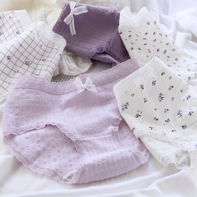 New 5Pcs/set Soft Cotton Panties Girls Briefs Sexy Women Underwear Breathable Female Underpants Mid Waist Panty Ladies Shorts