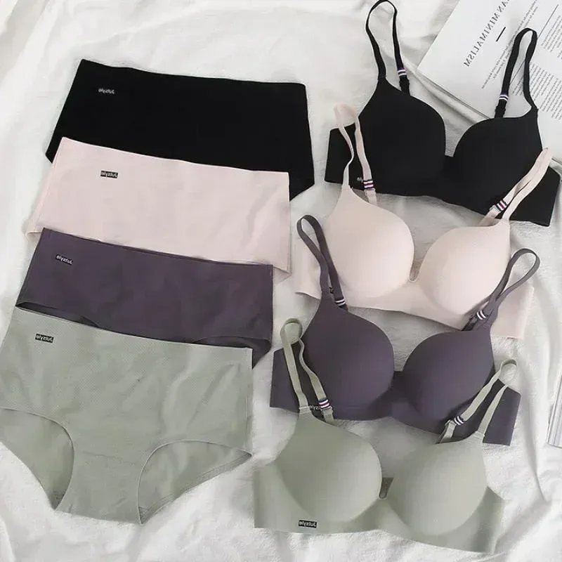 Ice Silk Bra Set Grils Croset Lingerie Panty Underwear Comfortable Sleep Women Thin Push Up Briefs Нижнее Белье Женское