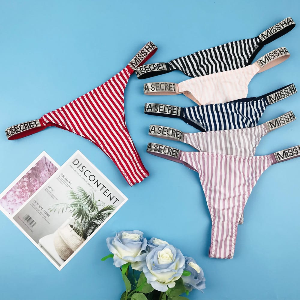 Women's Antibacterial Underwear Sexy Rhinestone Oversized Triangle Pants Low Waist Hip Lifting Fun Thong Panty Women Underwear