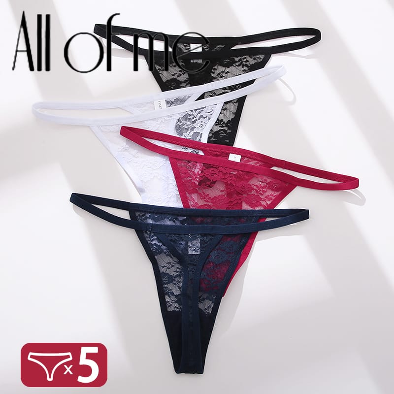 5Pcs Sexy Women's G-String Lace Panties Floral Lingerie Woman Panties Sexy Thong Underwear Female Pantys Perspective Intimates