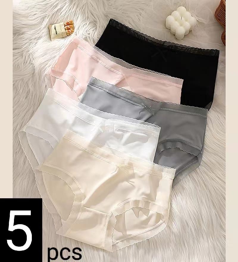 Summer thin ice silk underwear women full cotton crotch antibacterial women sexy pure desire lace breathable 2024 new model