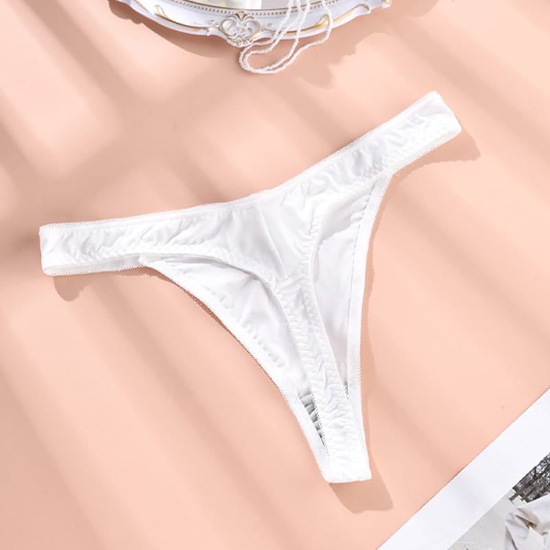 1PC Ice Silk Comfortable  Underwear Women's Printed Thong Pants Sexy Alluring Semi Transparent Cotton Stretch Underwear