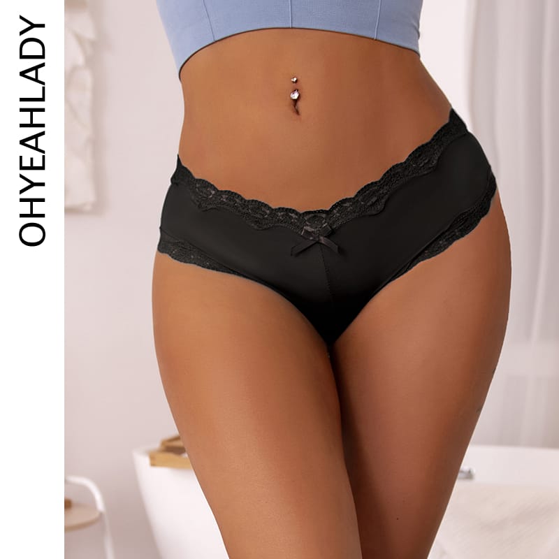 Ohyeahlady Women Lace Thong Sexy Cheeky Panties Stretch Briefs  Low Rise Seamless Tangas Underwear Bikini Panties Coton Knickers