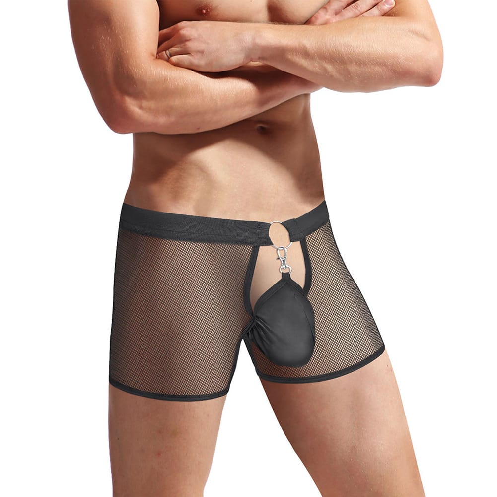 Sexy Men Boxers Sissy Mesh See-through Trunks Elephant Nose Men's Bikini Underwear Hollow Solid Underpants Erotic Knickers