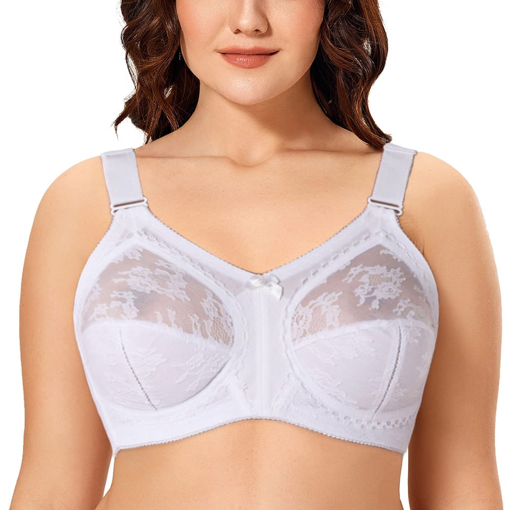 New Plus Size Lace Bras For Women Wire Free Women's Underwear Thin Hollow out Lace Bra Full Cup Large Size Bras B C D E Cup