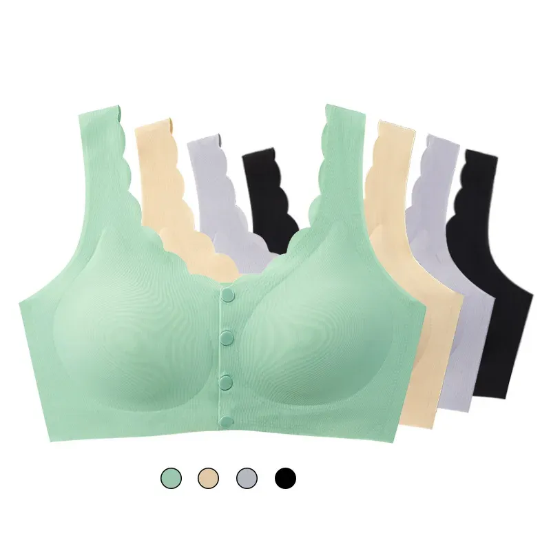 New creative front four buckle underwear elastic tank top type middle-aged and older large size without steel ring Push Up bra