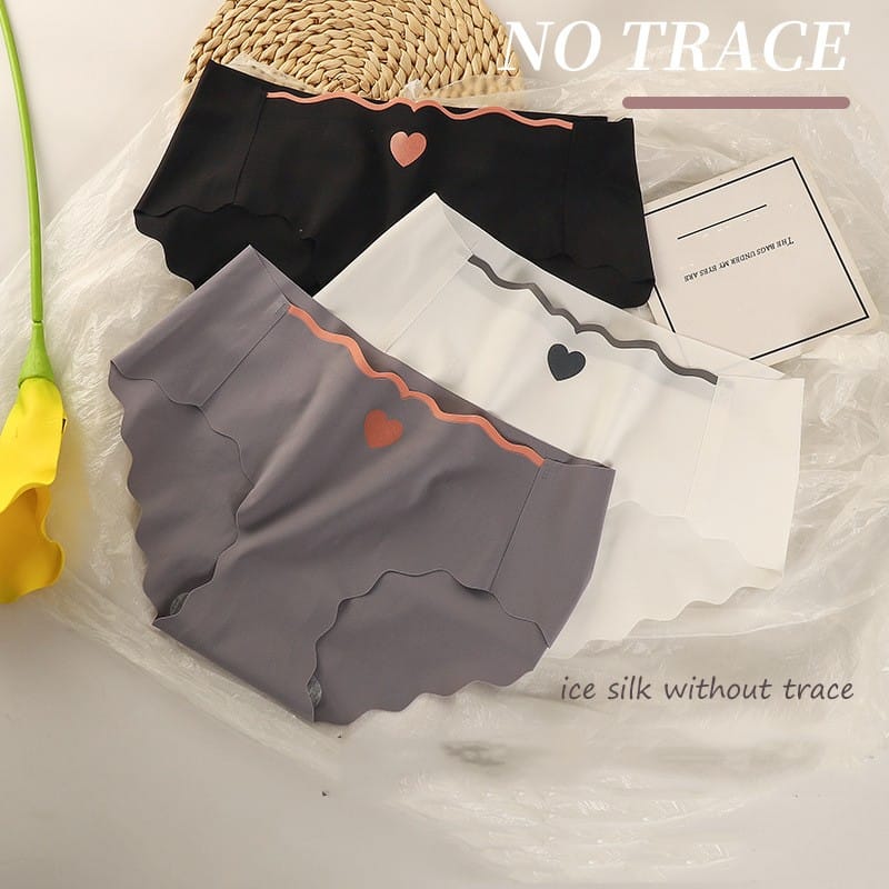 3PCS/Lot Sexy Ice Silk Panties Women Middle Waist Seamless Briefs Female Ladies Traceless Underwear Girl Intimates Lingerie M-XL