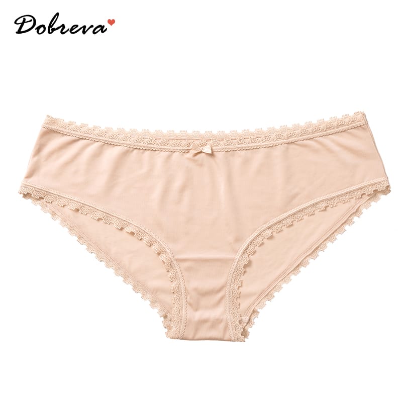 DOBREVA Sexy Floral Lace Bikinis Smooth Low-rise Hipster Panties for Women Underwear