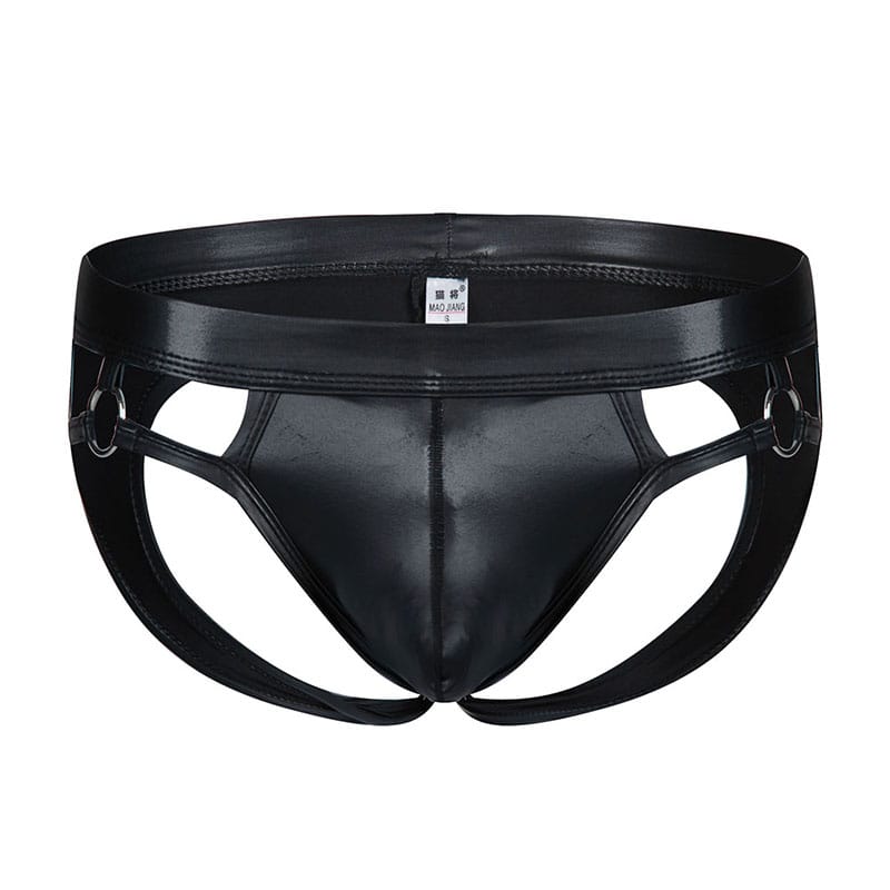 Jock Men Leather Underwear Hotsexy Jockstrap Gay Thongs Black Pouch Bulge Pornographic Lingerie Erotic Panties String Underpants