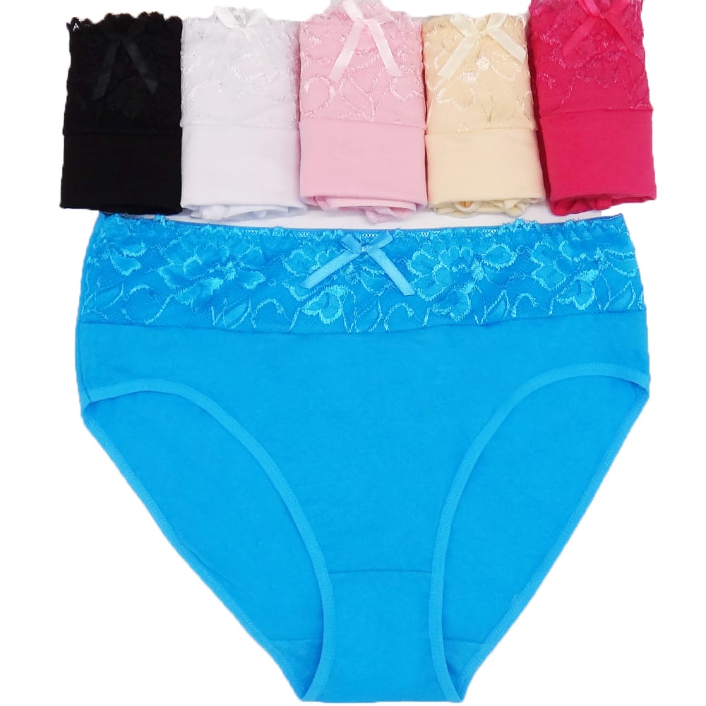 Women's cotton briefs sexy mid-rise solid lace waist patchwork panties Ladies briefs plus size women briefs underwear 3 Pcs/lot