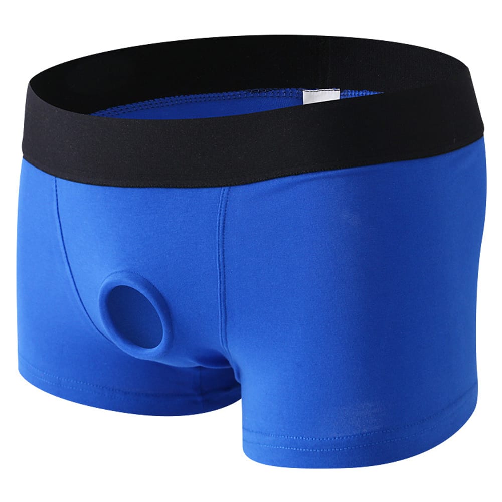 Mens Sexy Trunks Hole Pouch Bulge Underpants Male Low Waist Underwear Breathable Boxer Briefs Lingerie Panties Cotton Shorts
