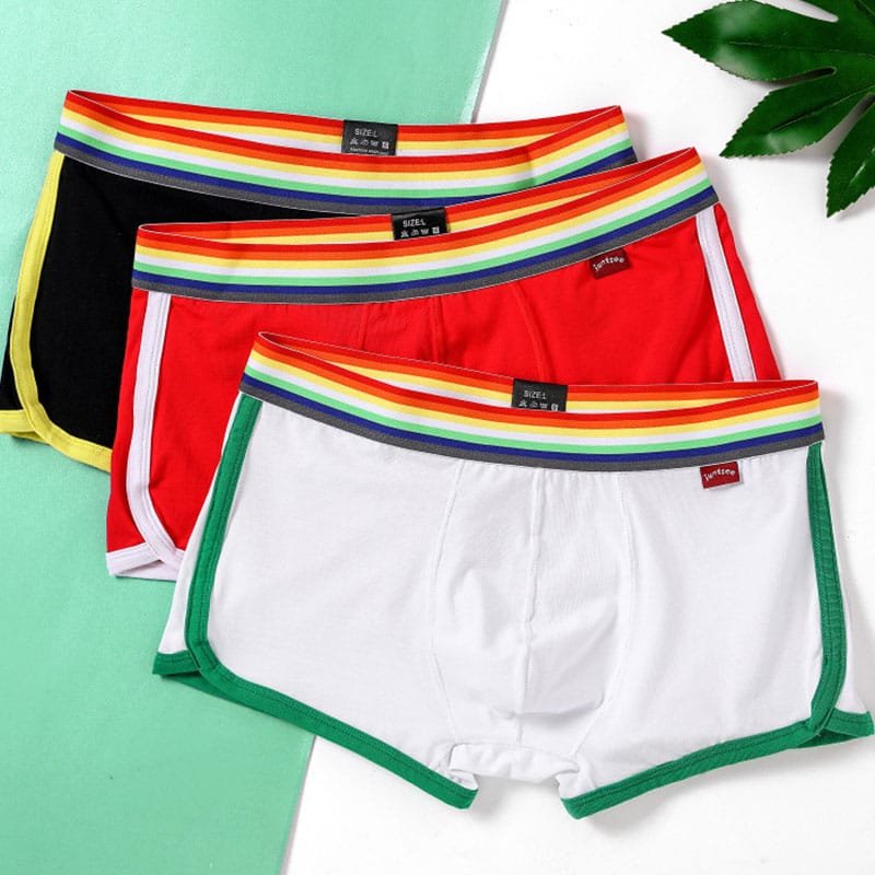 Rainbow Belt Boxershorts Men Boxers Male Underwear Panties Cotton Shorts Boxer Youth Breathable Comfortable Underpants Cueca