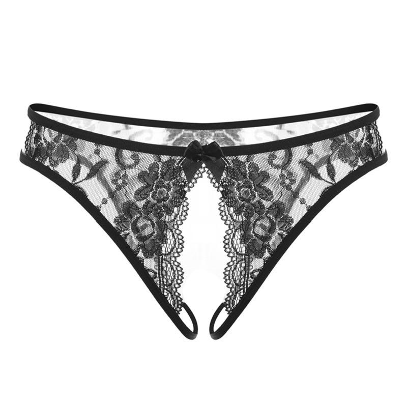Hot Women's Panties Sexy Lingerie Open Crotch Panties Underwear Lady's Crotchless Thongs G-String With Bow Transparent Briefs
