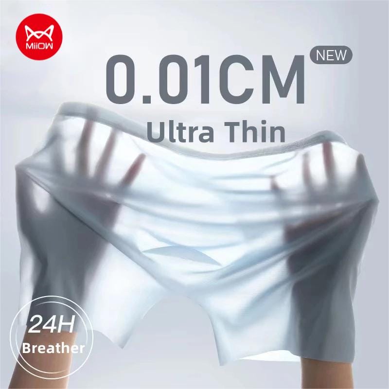 MiiOW 3Pcs Ultra-thin Breather Men Underwear 120S Ice Silk Male Underpants Sexy Boxer Shorts Man Underwear Male Boxers MR8052