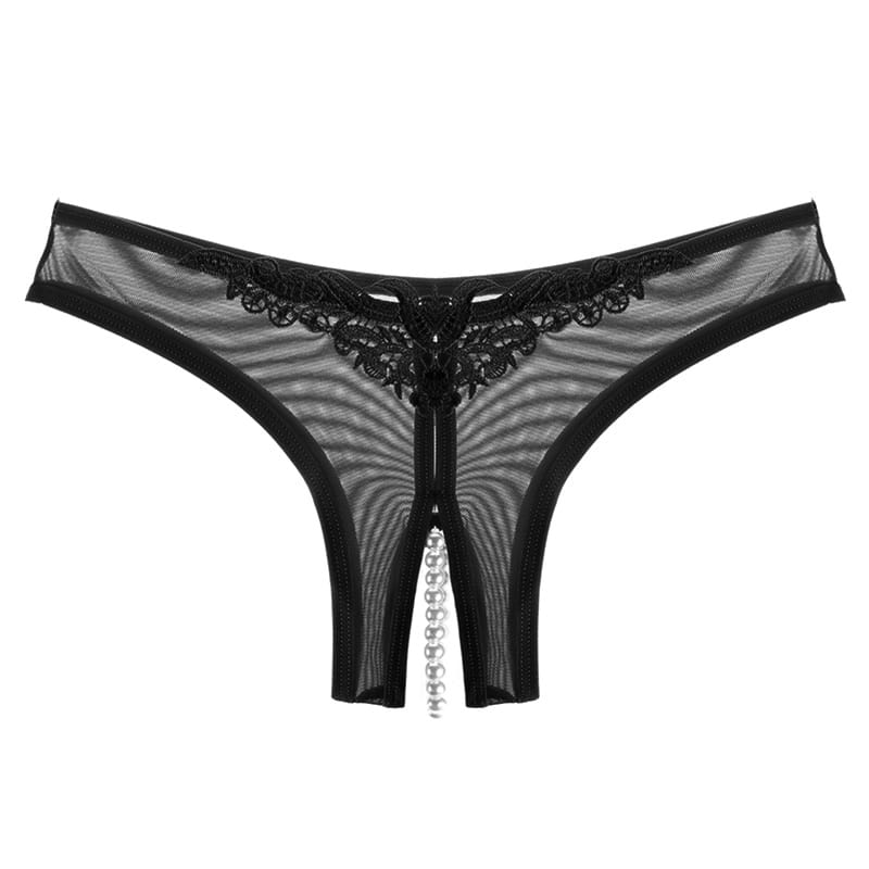 Female Transparent Sexy Underpants Women Thin Intimate Underwear With Beautiful Pearl Mystery G-String Fahion Panties