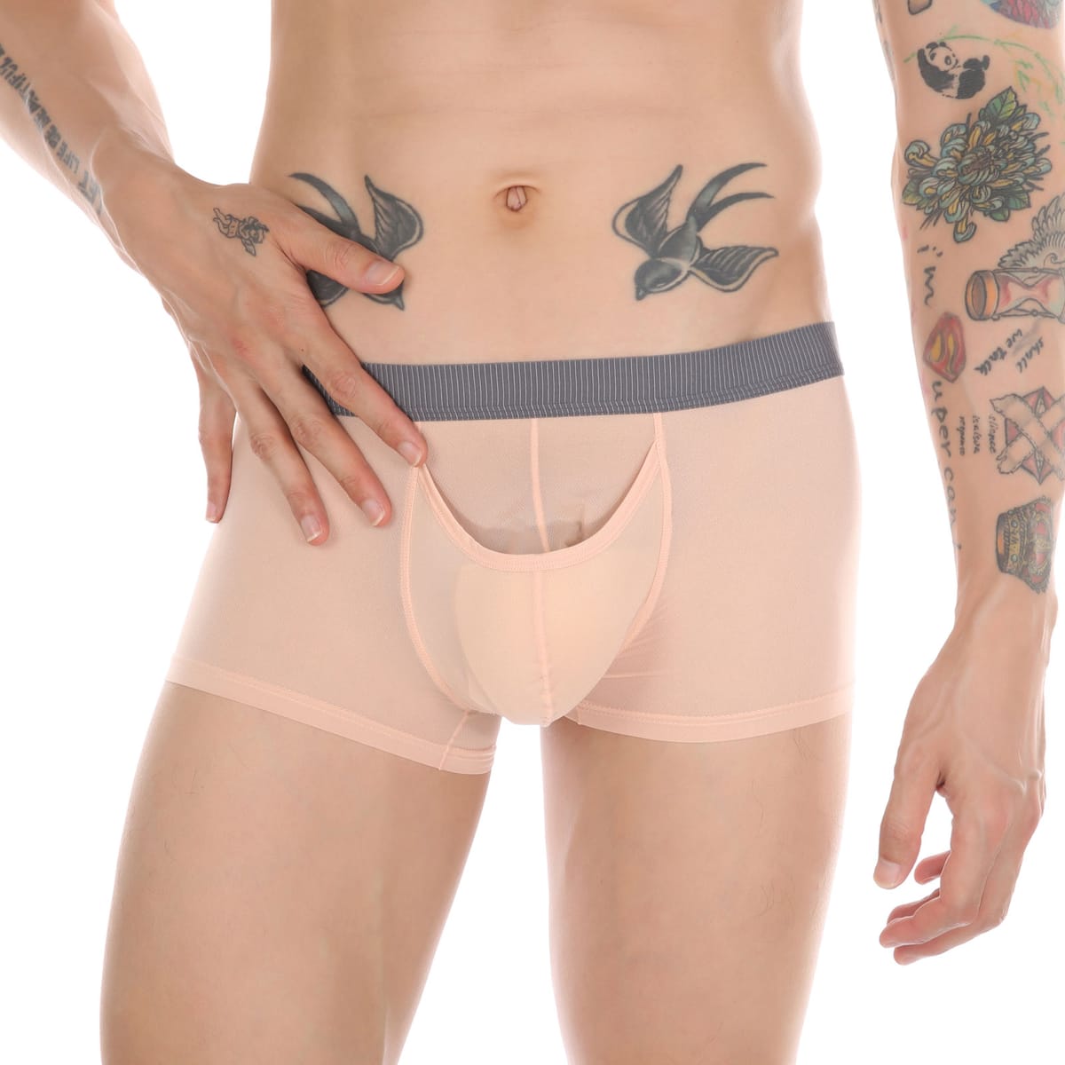 CLEVER-MENMODE Mens Elephant Nose Boxer Sexy Long Penis Pouch Underwear Elephant Nose Boxershorts Ice Silk Panties