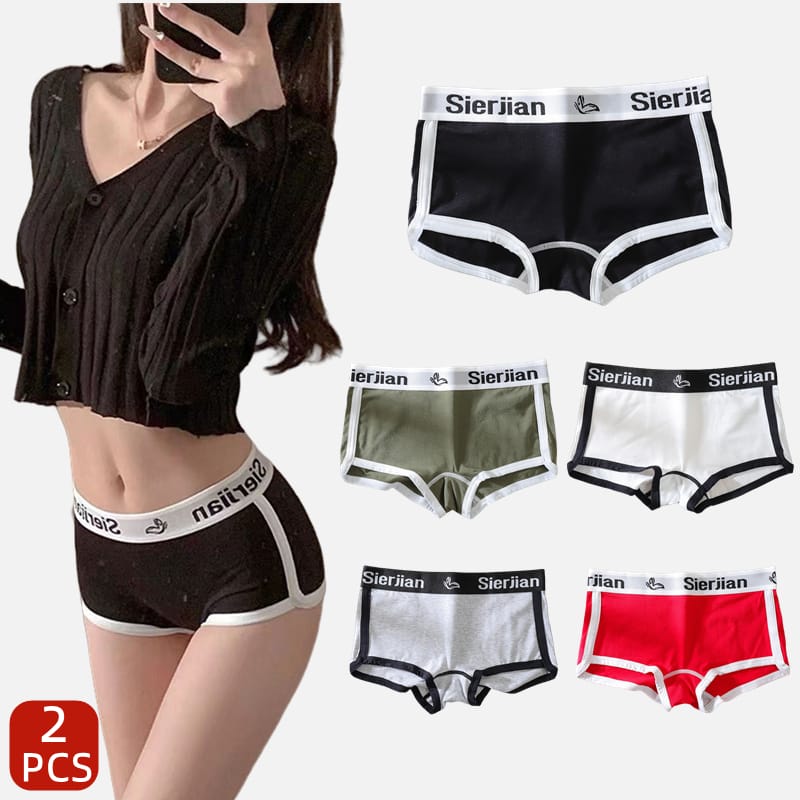 2 Pcs Women Cotton Boxers Shorts Underpants Underwear Safety Panties M L XL High Stretch Fitness Sports Sexy Breathable Fashion