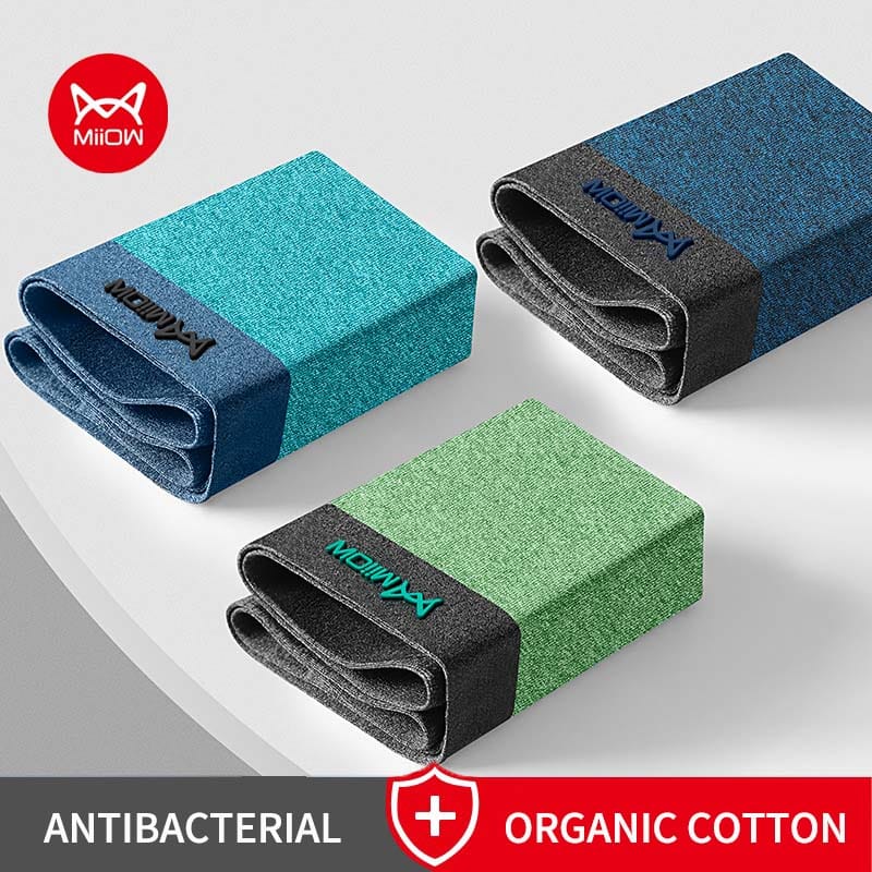 MiiOW 3Pcs 5XL Antibacterial Seamless Underpants Organic Cotton Men Underwear Boxer Shorts Male Panties Boxershorts New PLUS