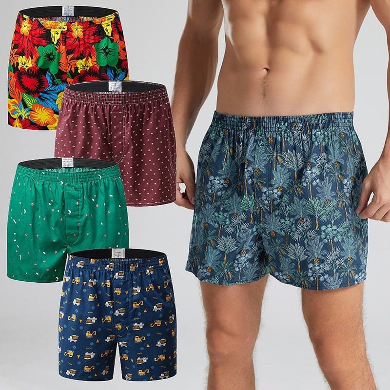 Men's Boxers Shorts High Quality Men's Underwear Pure Cotton Casual Aro Pants Plaid Pajama Pants Loose Comfort Homewear Panties