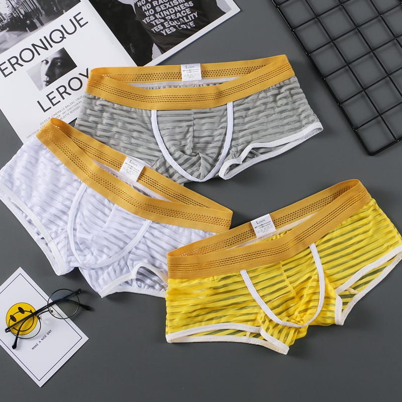 semi transparent underwear for men with three-dimensional cut breathable mesh  for men boxer shorts 5021-PJ