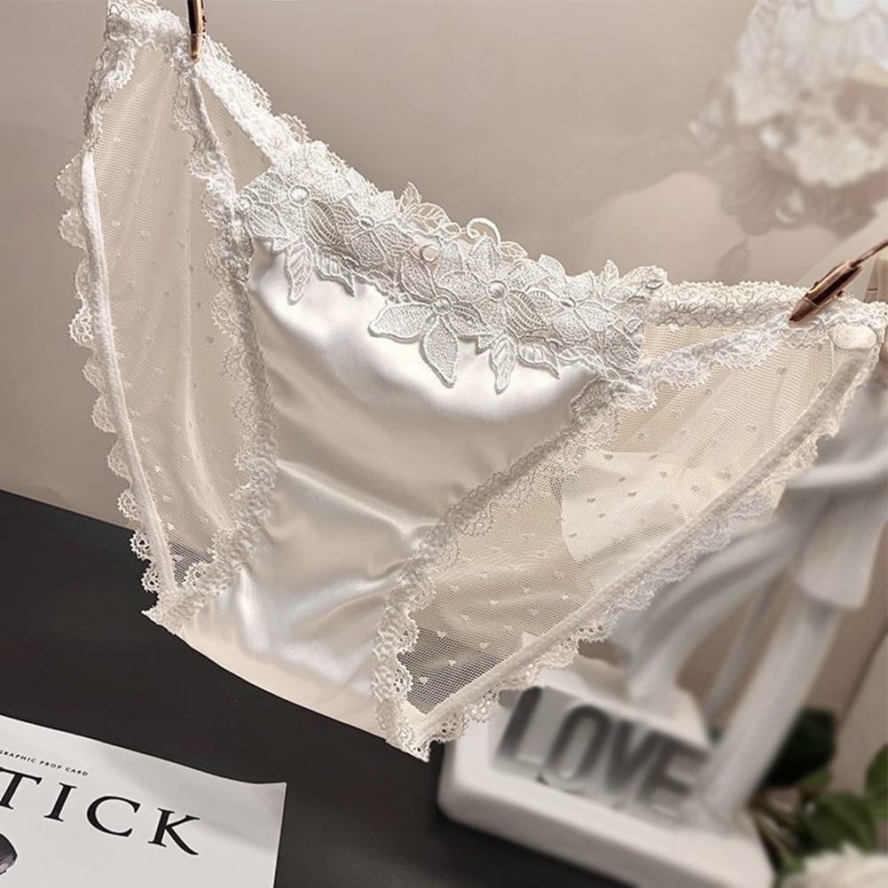 Women Lace Sexy Briefs Oil Shiny Seamless Knickers See Though Breathable Panties Thin Sheer Mesh Lingerie Soft Satin Underwear