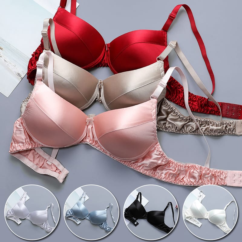 Women Satin Silk Bra Ultra-thin Breathable Wireless Underwear Female Sexy Lingerie Top Push Up Brassiere