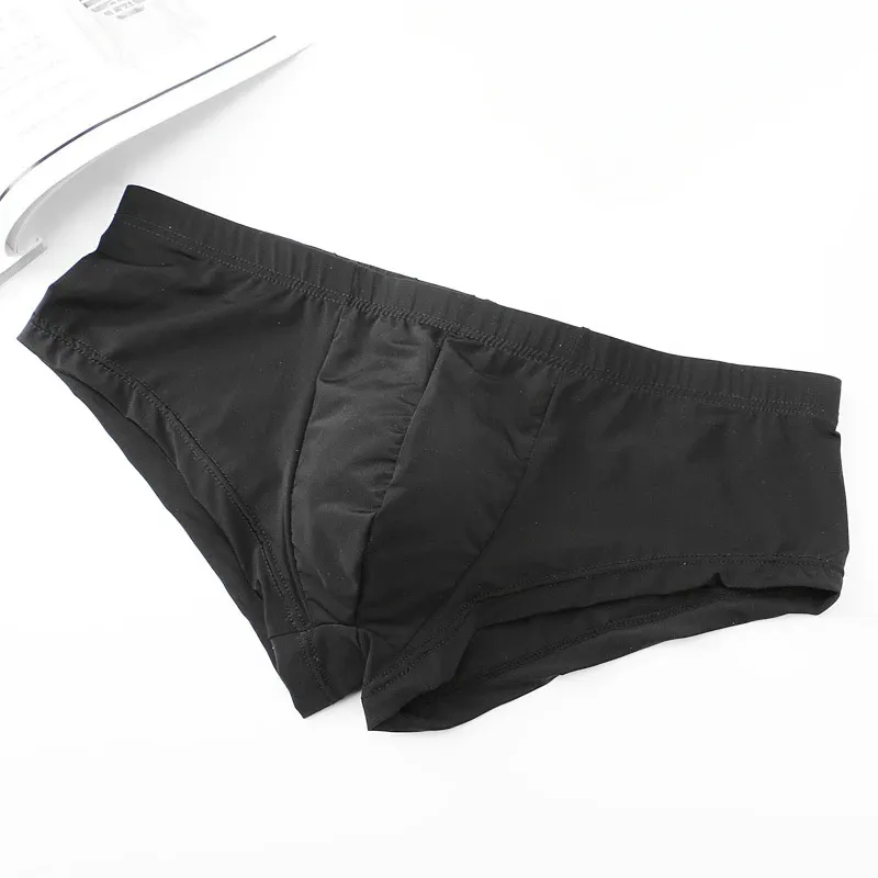 Men Trunks Ice Silk Underwear Ultra Low Waist Bulge Pouch Boxer Sports Breathable Underpants Knickers Boxershorts Calzoncillo