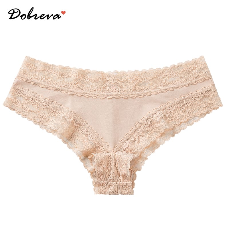 DOBREVA Women's Low Rise Lace Cotton Panties Soft Bikini Hipster Cheeky Sexy Underwear