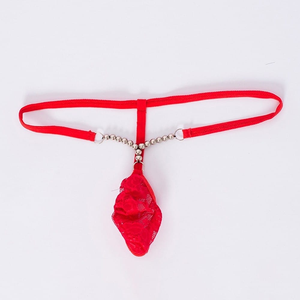 Men Sexy Lace Front Pouch Bag G-String T-Back Briefs Sissy Panties Male Lingerie Tanga Underpants Underwear Bikini Bottom