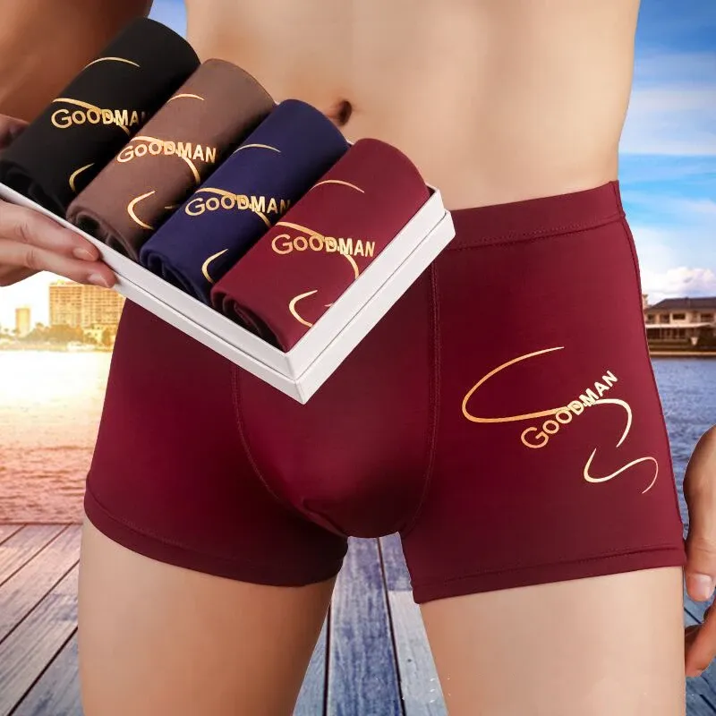 4Pcs/lot Men Underwear Boxer  Shorts Male Underpants Ice Silk Soft Men's Sexy Set  Breathable Panties Comfortable