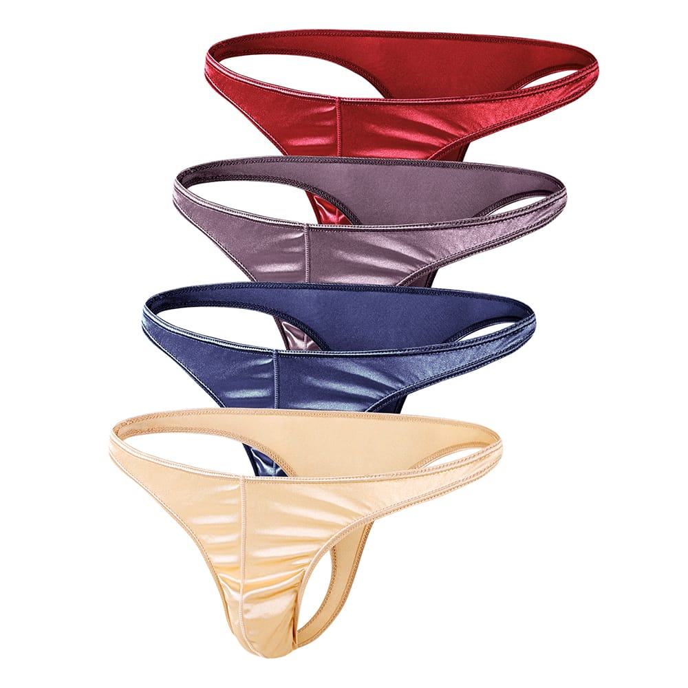 Sexy Underwear Men Gay Thong Lingerie Sissy G-Strings Breathable T-Back low-Rise Satin Silky Solid SMLXL2XL3XL